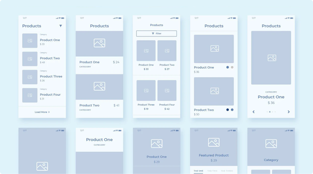 Wireframe prikazi stranica tokom redizajna